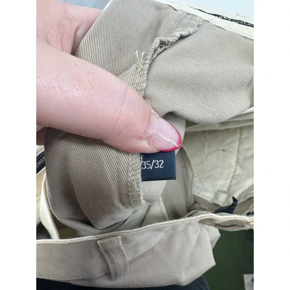 Polo Ralph Lauren Hammond Chino Pants Vintage 35x32 Khaki Cuffed Pleated Baggy